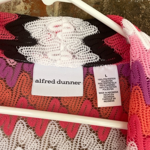 Alfred Dunner Women's Multicolor Chevron Lightweight Open Cardigan - Picture 2 of 8